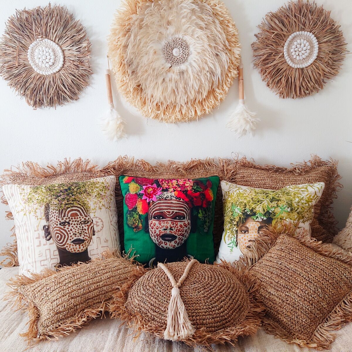 round boho cushion