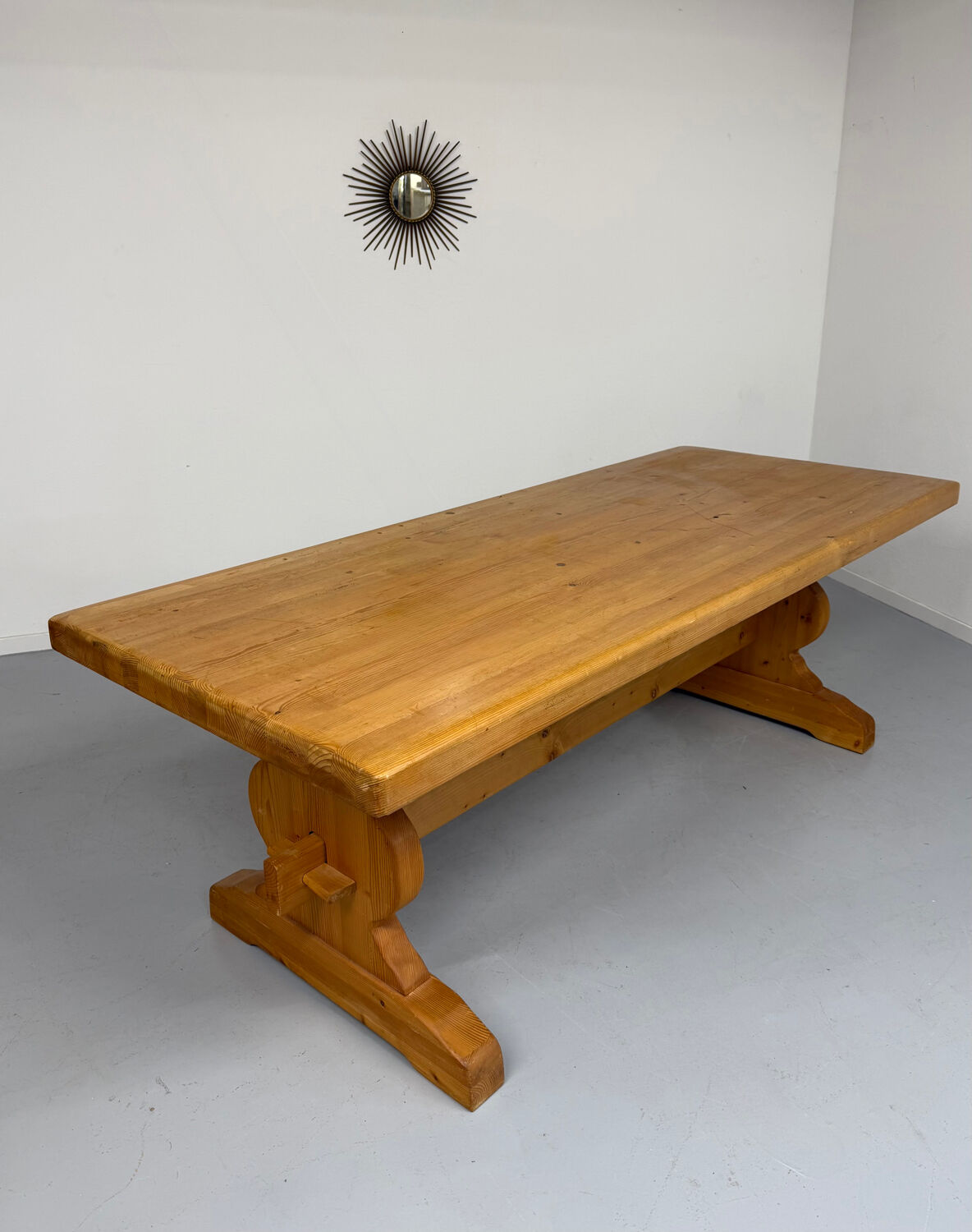 Vintage XXL farmhouse monastery pine table from the 1960s.