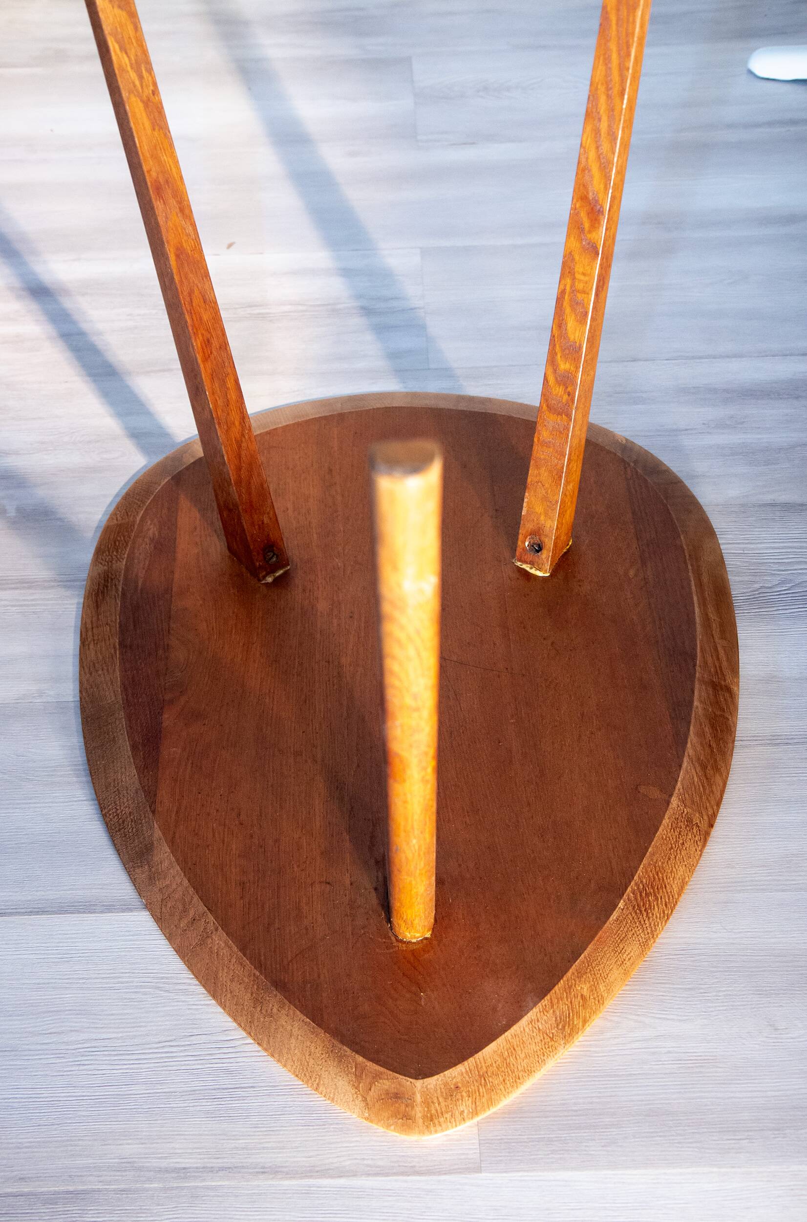 Surf-shaped coffee table, solid oak, 1950s