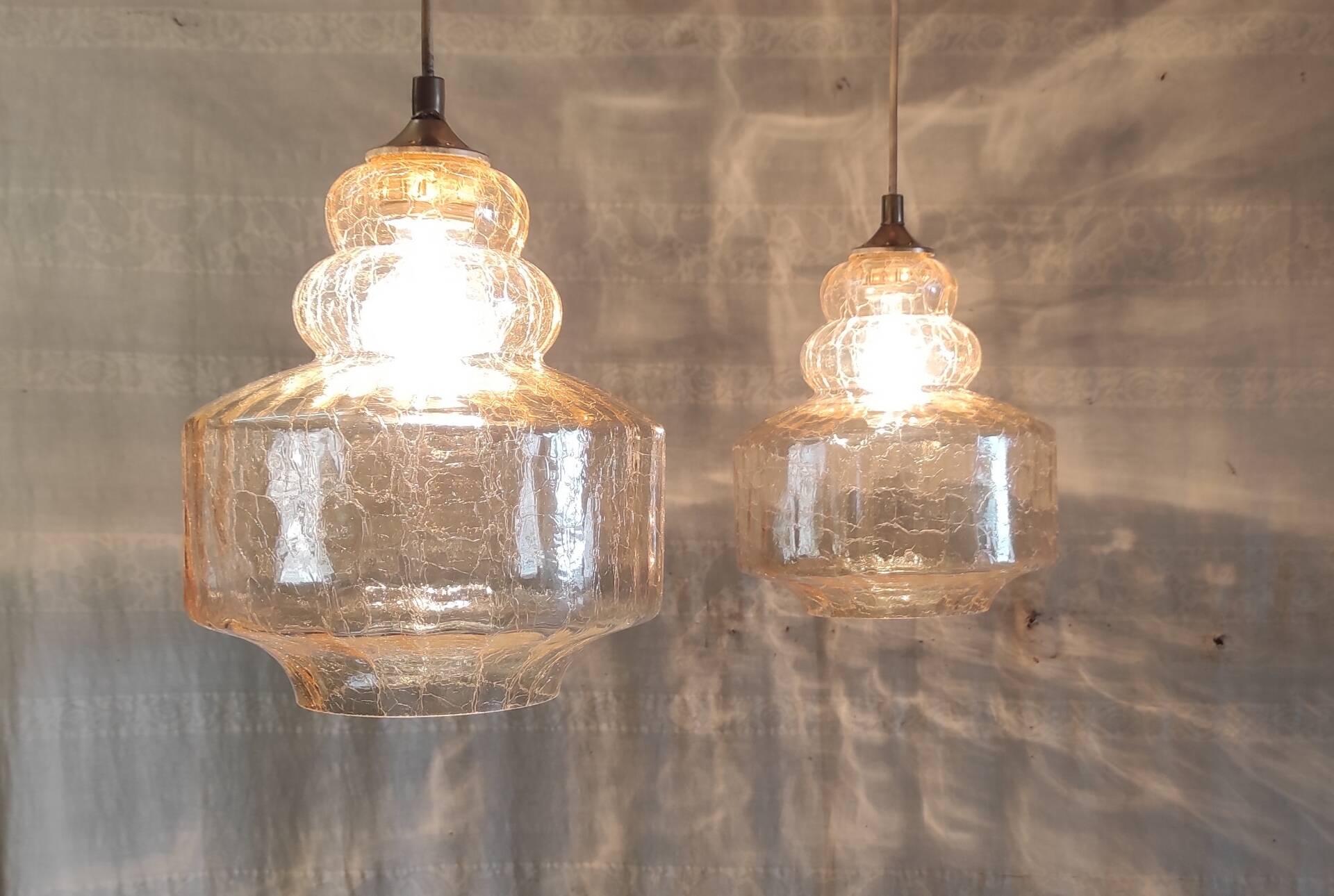 Amber glass Scandinavian suspension style - 1960s-70s