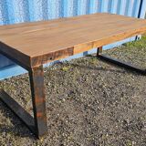 Industrial teak and metal table