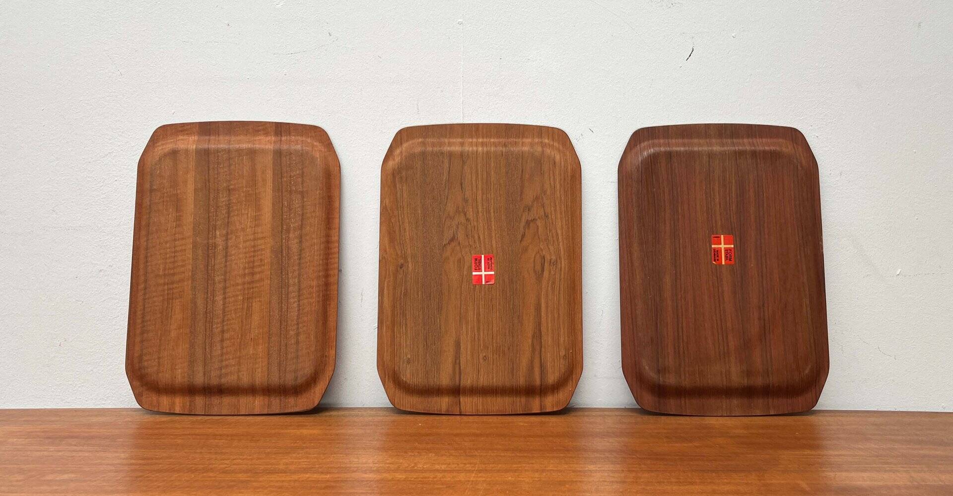 Teak trays by Langva, mid-century modern, 1960s, set of 3.