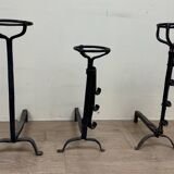 Three wrought iron Hâtiers or Landiers from the 17th-18th century