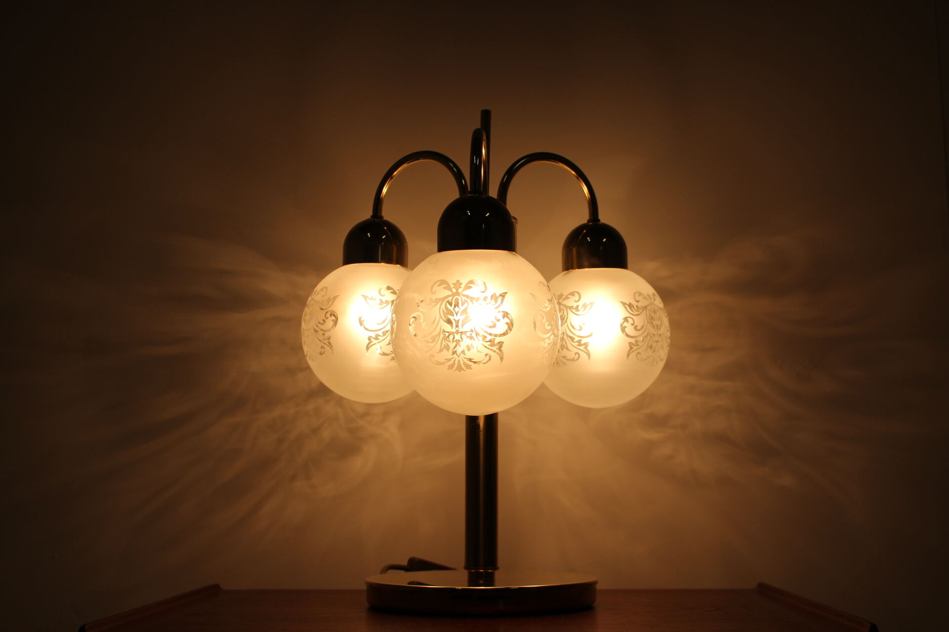 1980s Preciosa Glass Table Lamp, Czechoslovakia