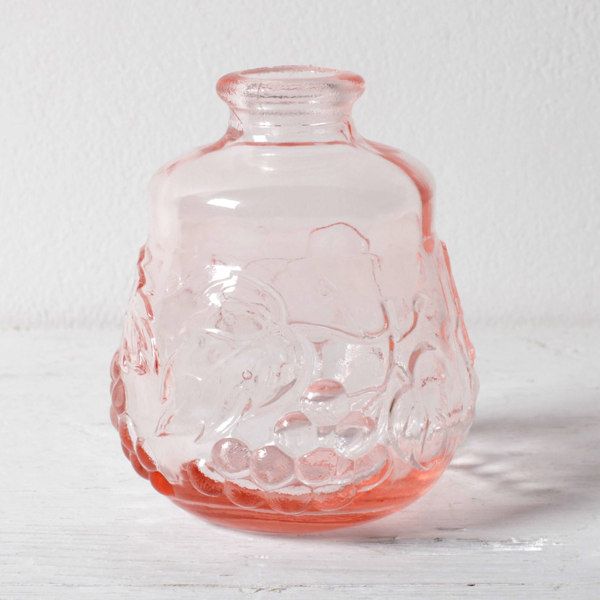 Vintage Small Pink Glass Decanter with Stopper: Mid-Century Empoli Italian