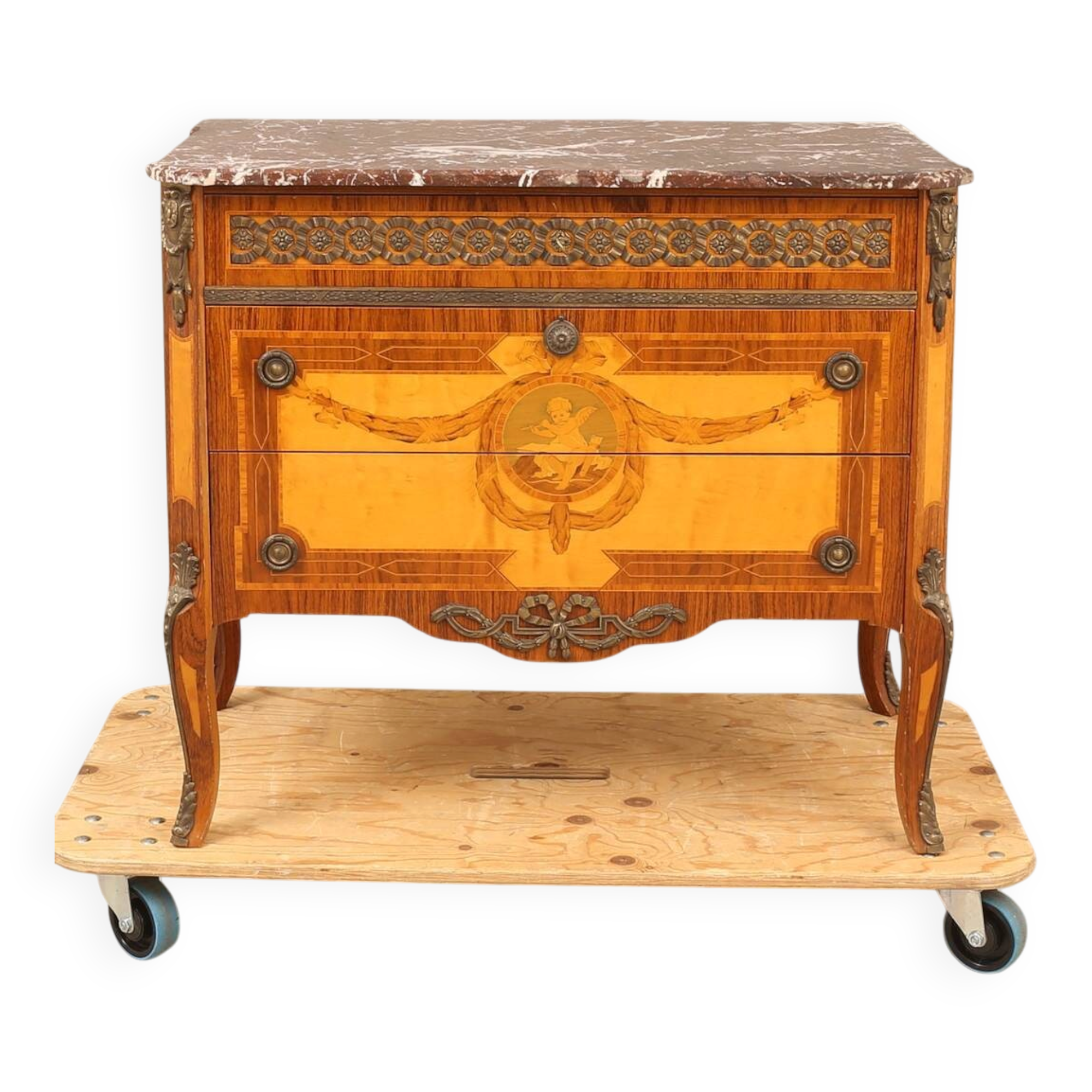 Gustavian Style Chest of Drawers with Intarsia Decor