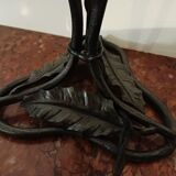 Lampe à poser Art Déco, pied fer forgé et tulipe en pate de verre
