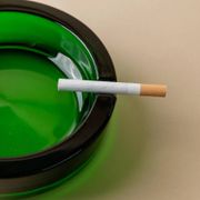 Emerald Green Glass Ashtray, Minimal Mid-Century Italian Design, 1970s Vintage Table Decor
