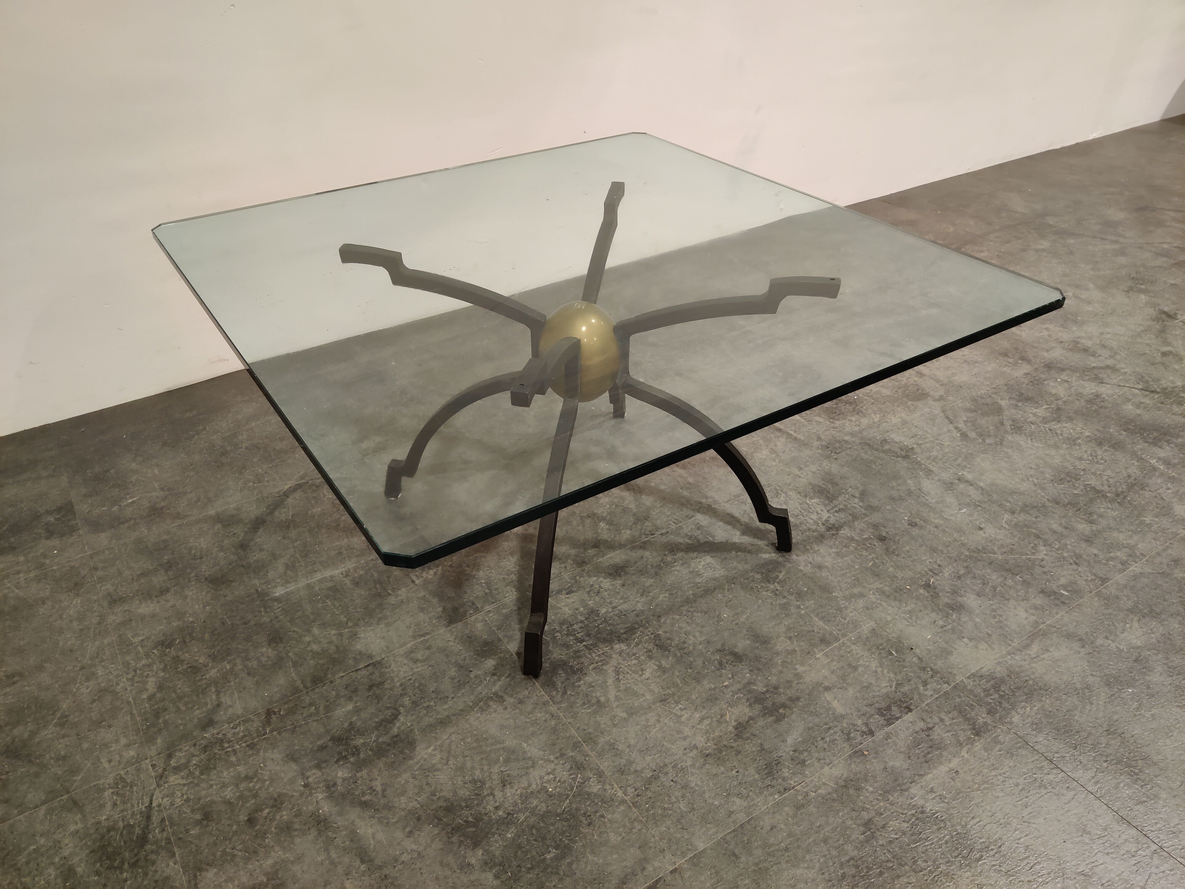 Peter Ghyczy iron and brass coffee table