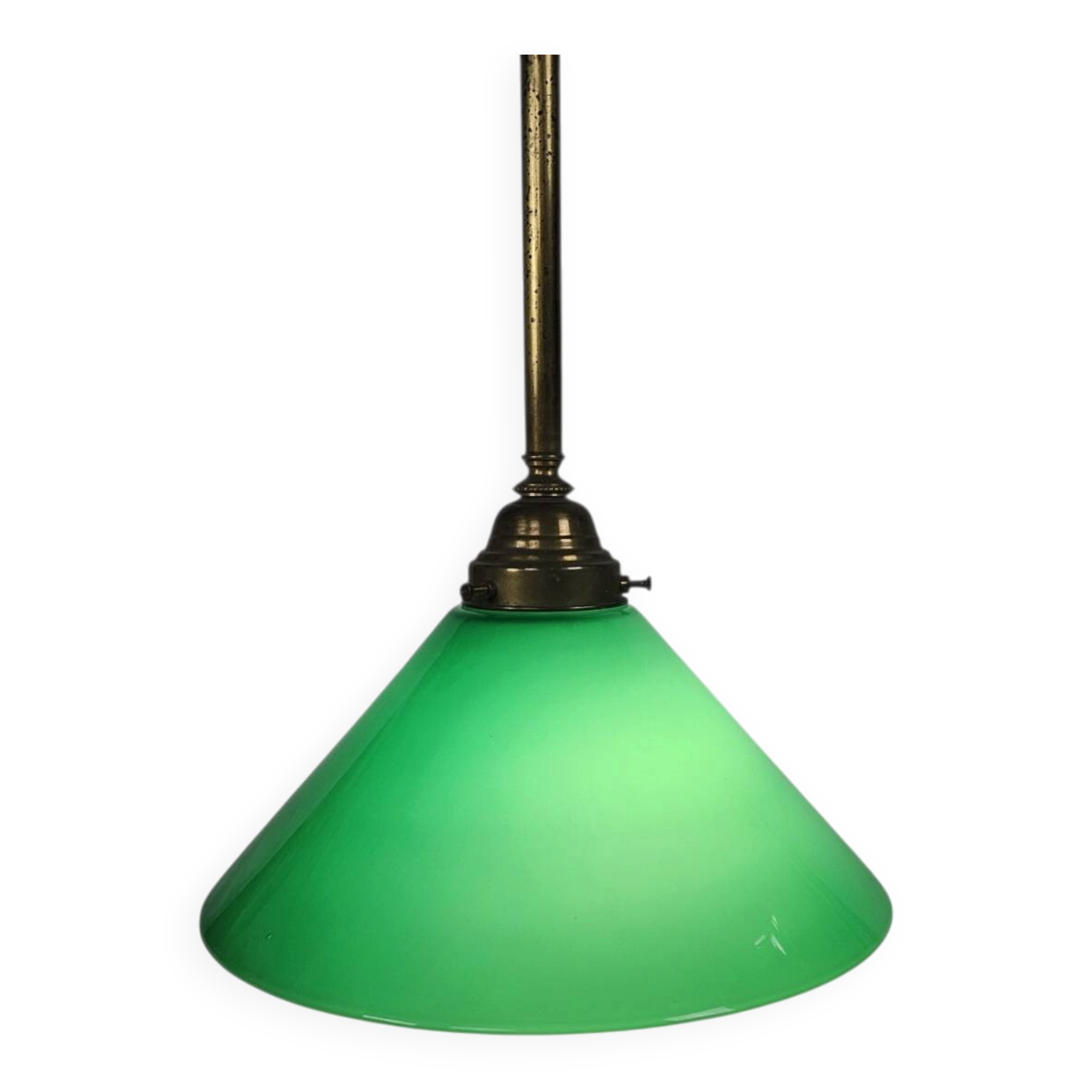 Vintage pendant lamp – billiard lamp – opaline glass – brass – 1960s
