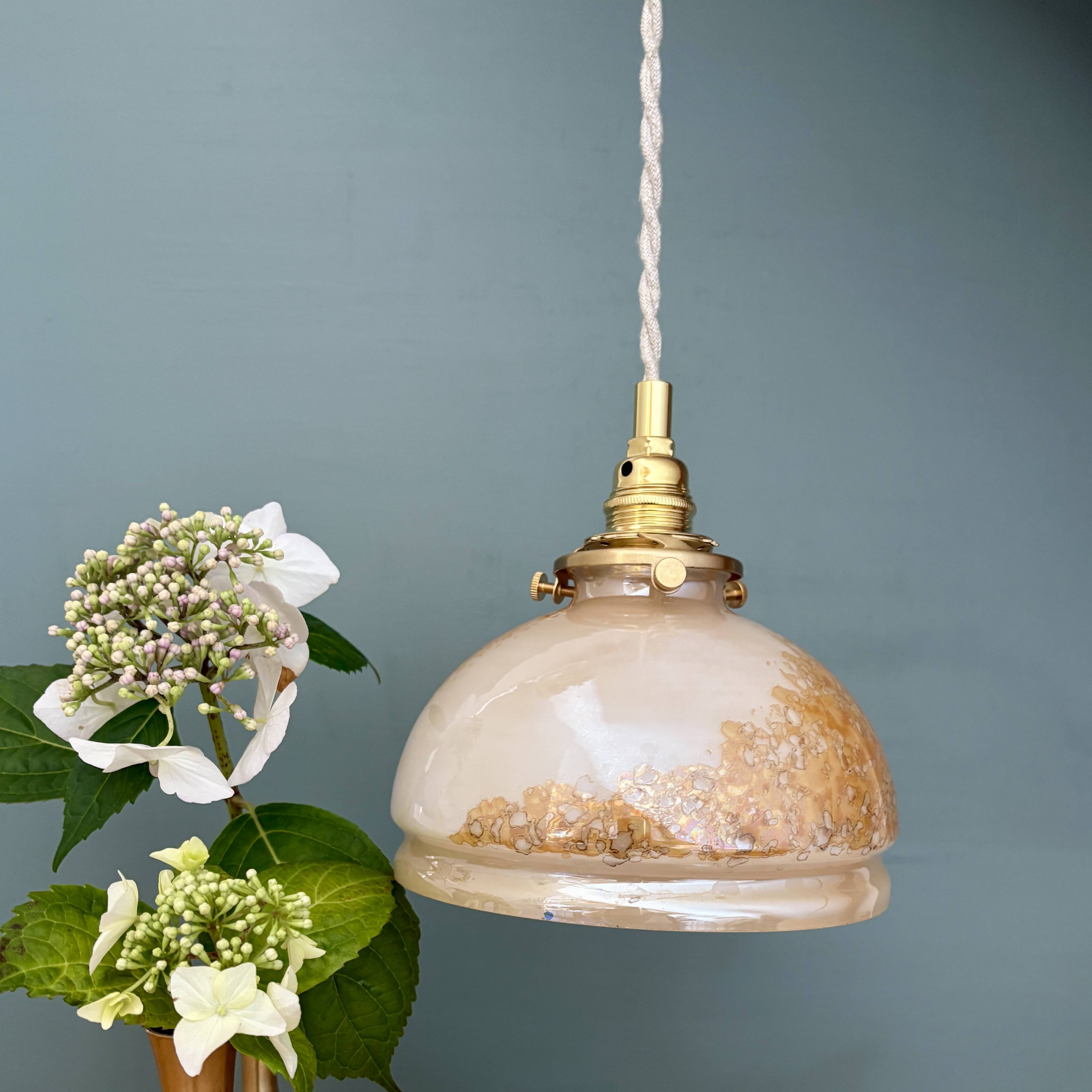 Vintage pearly glass lampshade pendant light