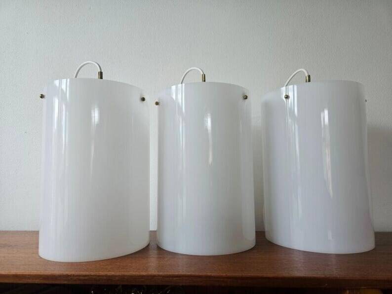 Set of Three Rare Midcentury Pendants Fog & Morup, Denmark, 1960s