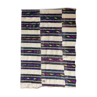 Tapis moelleux en laine avec rayures colorées, tapis roumain tissé à la main