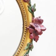 Golden wooden mirror with flowers 38 x 32 cm