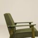 Fauteuil vintage en velours côtelé vert olive, bois vert