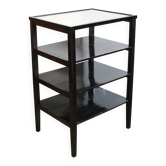 Late 1940s Czechoslovak Functionalist Étagère in Black Wood and Bevelled Gl