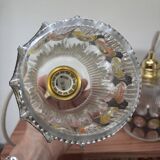 Pair of vintage faceted glass pendant lights