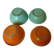 4 green and orange bowls duralex 70s