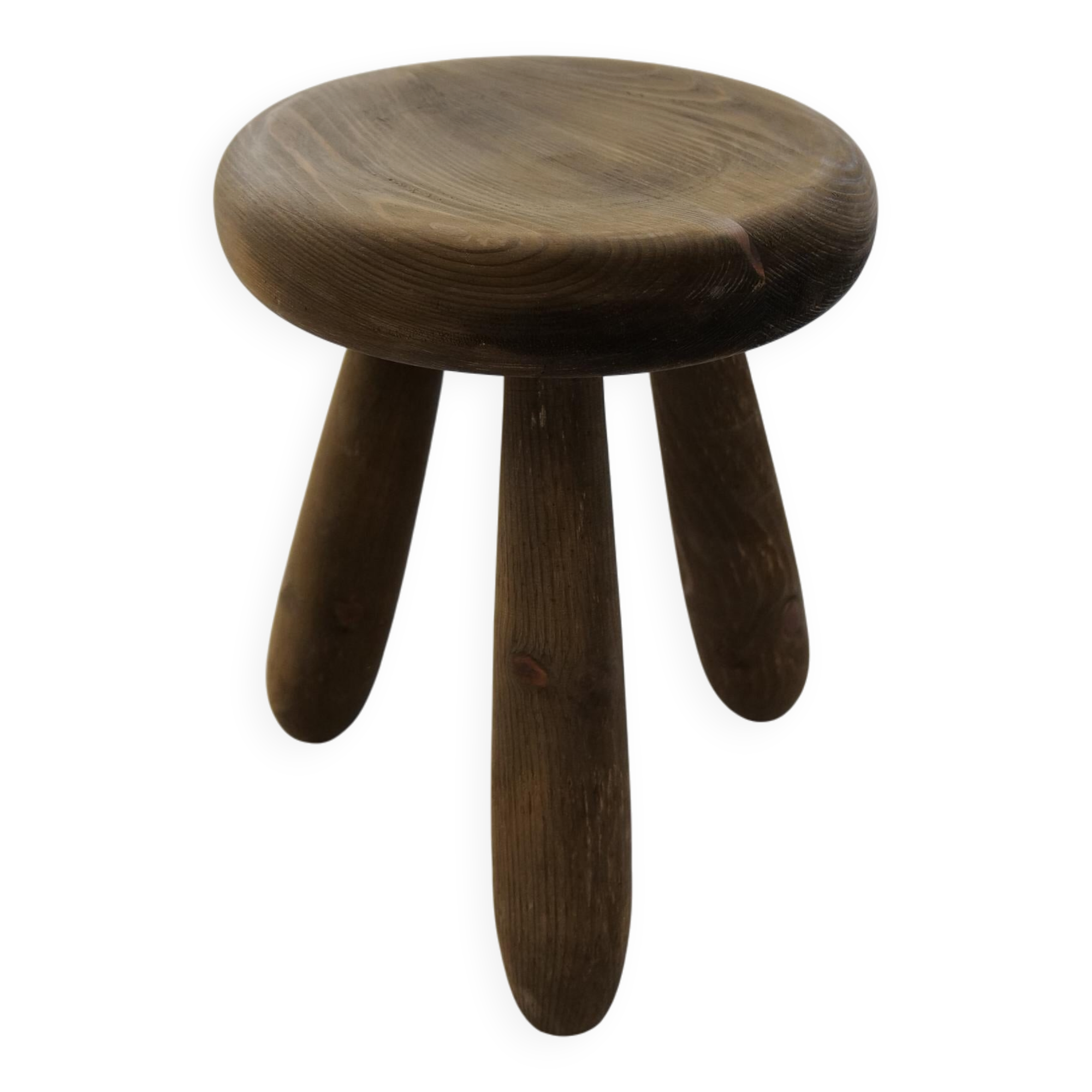 Sculptural stool in stained pine, attributed to Ingvar Hildingsson, Sweden 1970.