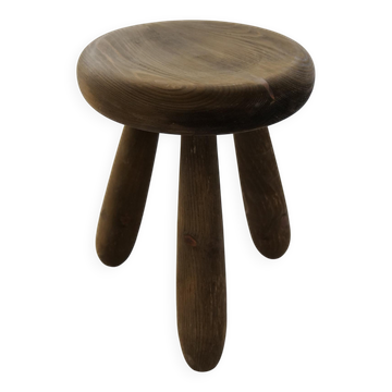 Sculptural stool in stained pine, attributed to Ingvar Hildingsson, Sweden 1970.