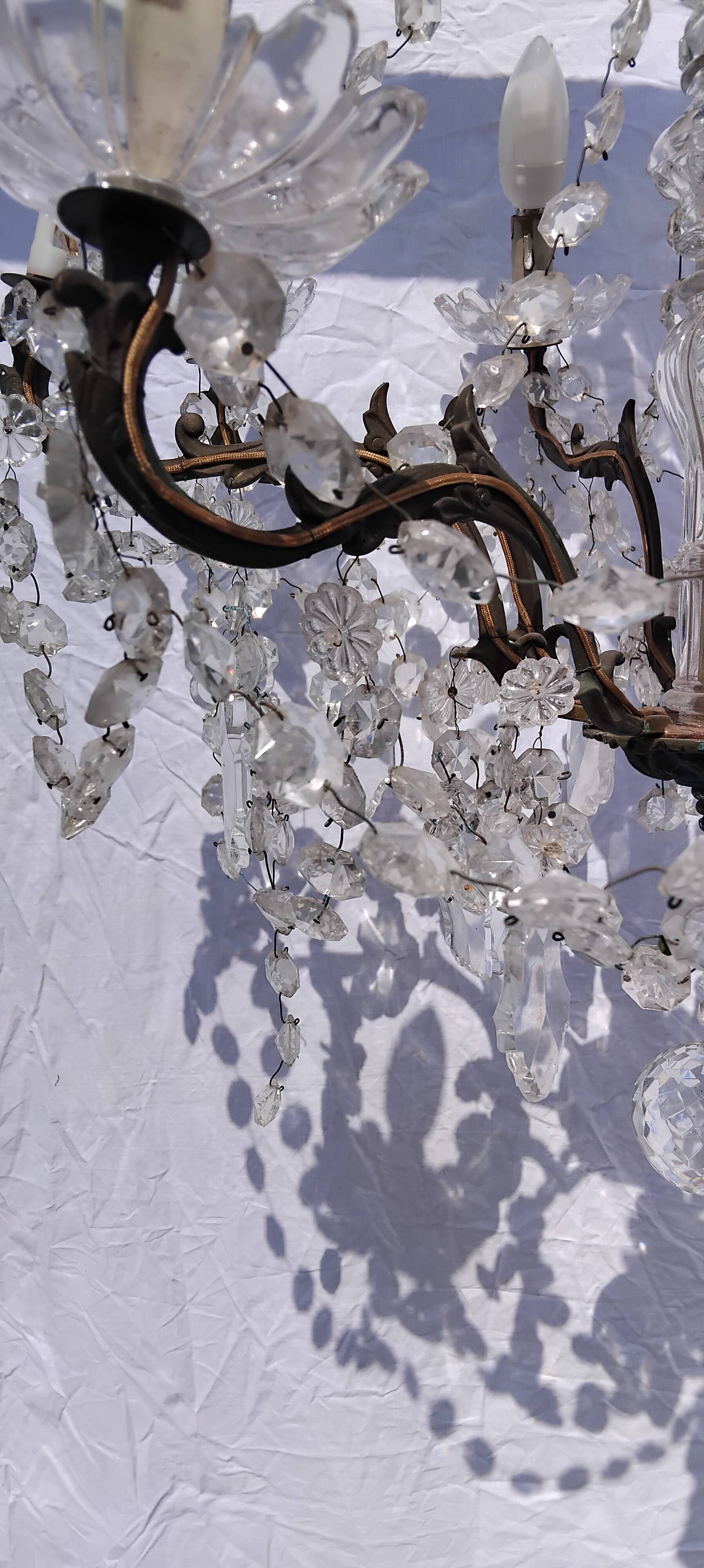 4 vintage crystal chandelier pendants
