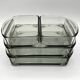 Teak tray and its 4 stackable glass dishes • Denmark • 1960