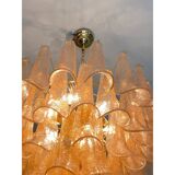 Contemporary Clear and Gold “Petali-Selle” Murano Glass Chandelier