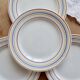 4 assiettes à dessert vintage Céranord Saint-Amand rayures rouge bleu jaune