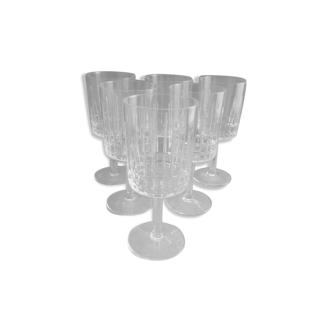 Service of 6 crystal water glasses from Vannes Sèvres model Nancy style