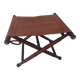 Vintage foldable leather and mahogany stool
