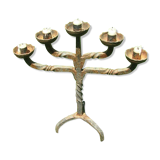 Wrought iron candlestick of castle - 5 branches aligned