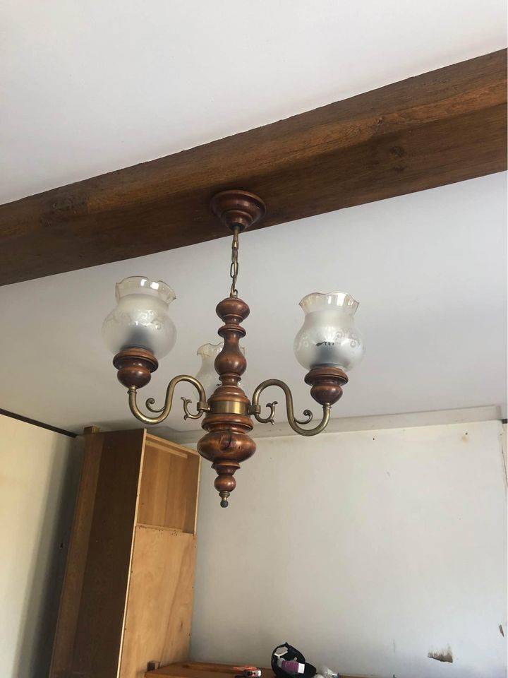 3-branch wooden chandelier