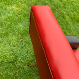 Armchair "60s" in red and black skaï