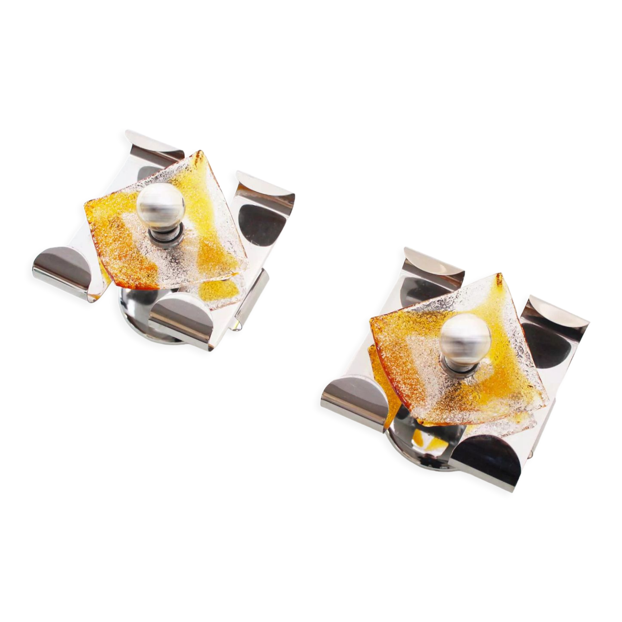 Pair of 1970's Murano Glass Wall Sconces by AV Mazzega