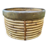 Panier en rotin laiton Gabriella Crespi années 60 Italie