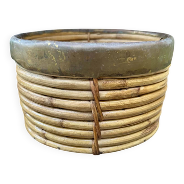 Gabriella Crespi brass rattan basket 1960s Italy