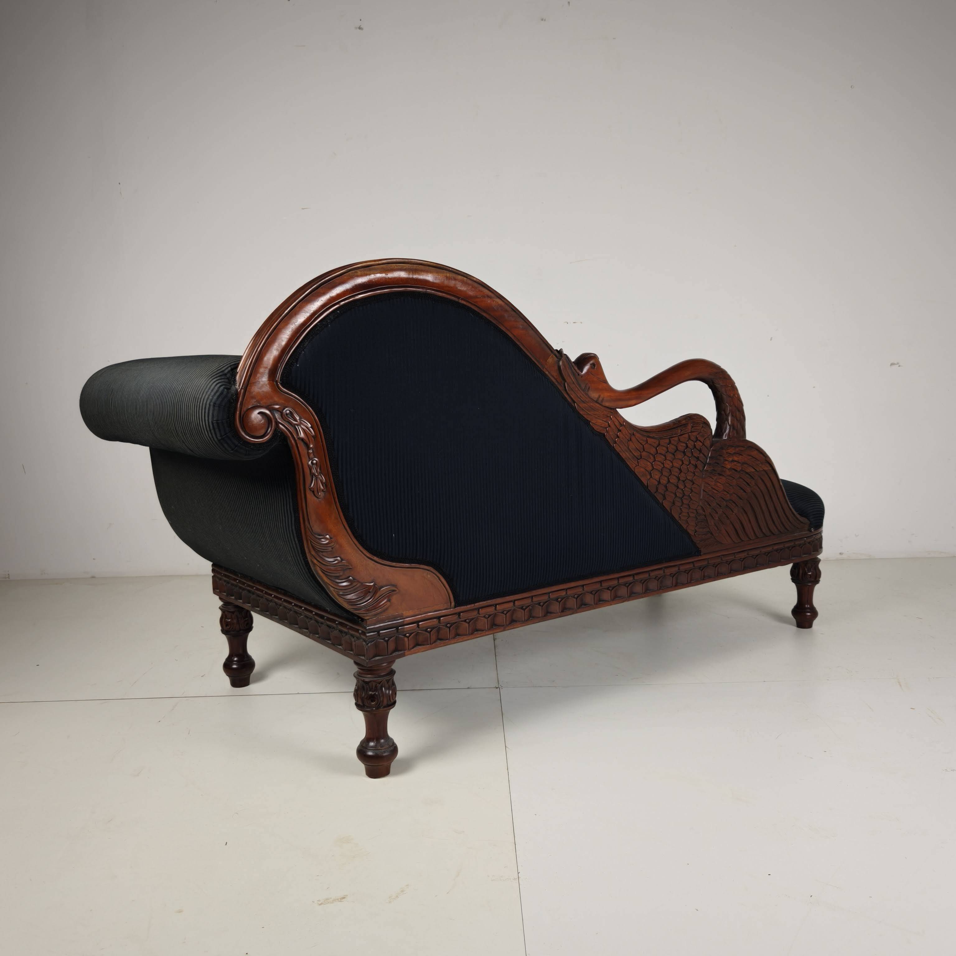 Carved Swan Chaise Longue, 20th Century