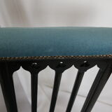 Chair prie-dieu style Napoleon III blackened wood openwork velvet blue