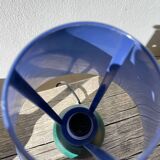 Pair of green and blue wooden ball lamps