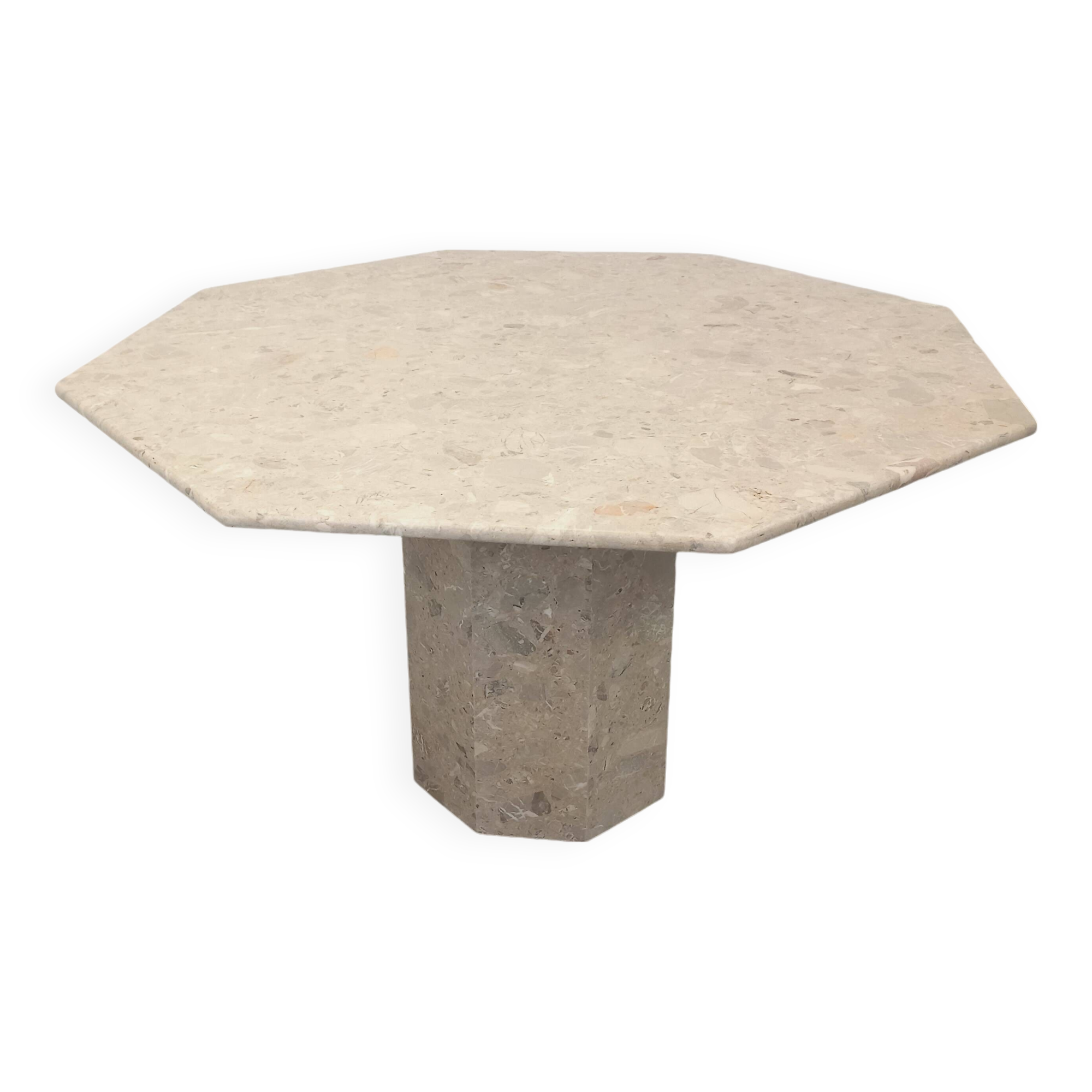 Vintage 70s 80s Octagonal Marble Dining Table