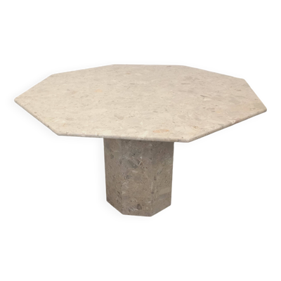 Table à manger octogonale vintage en marbre des années 70 80