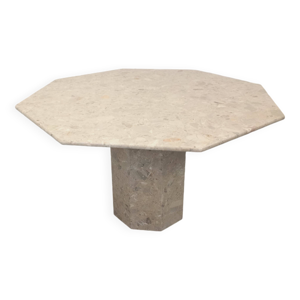 Table à manger octogonale vintage en marbre des années 70 80
