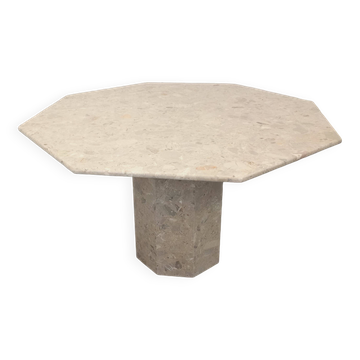 Table à manger octogonale vintage en marbre des années 70 80
