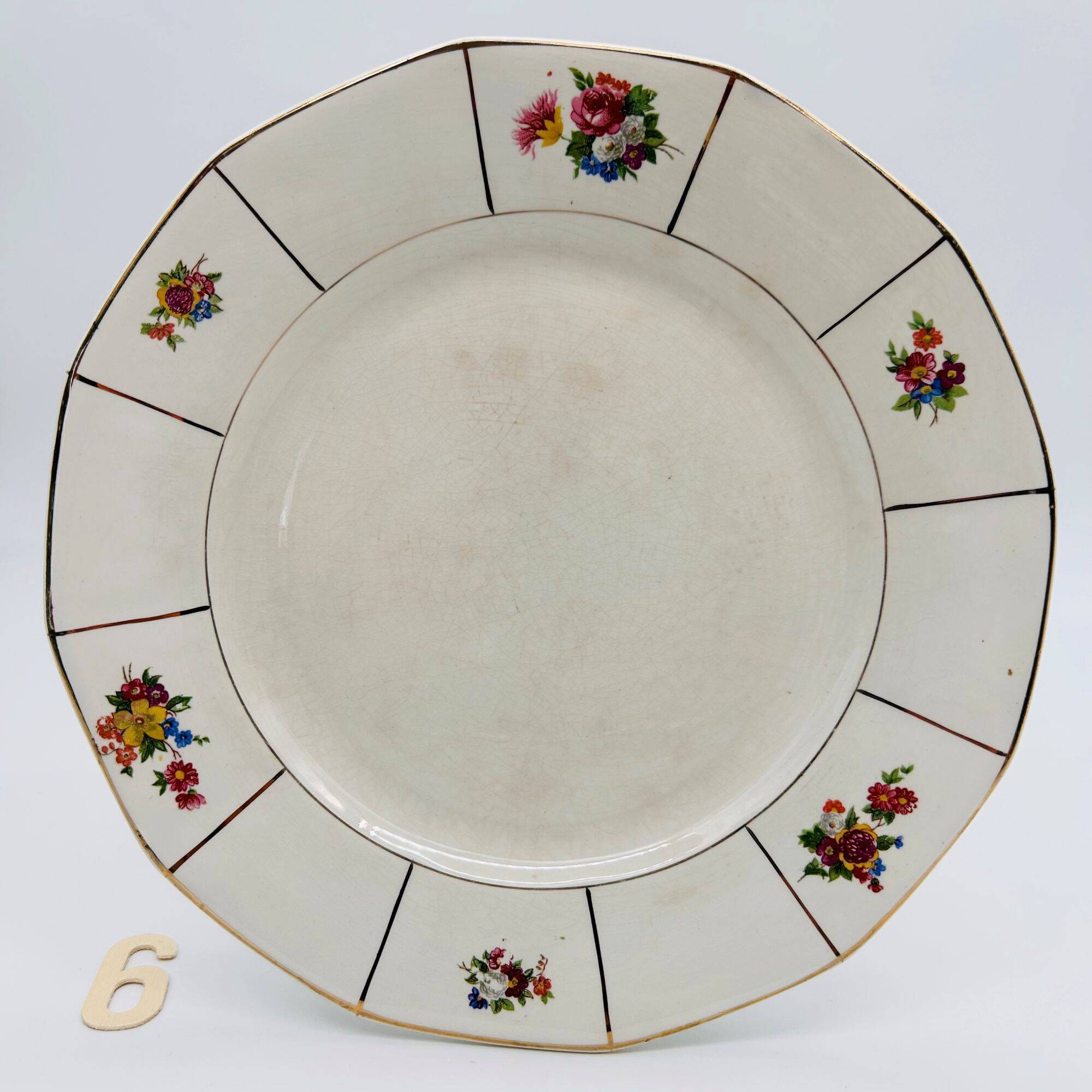 Set of 6 flat plates, Digoin & Sarreguemines. Prado model.