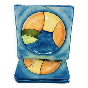 4 Square Plates Vallauris - Georges Chassin (GC) Vintage 1960-70