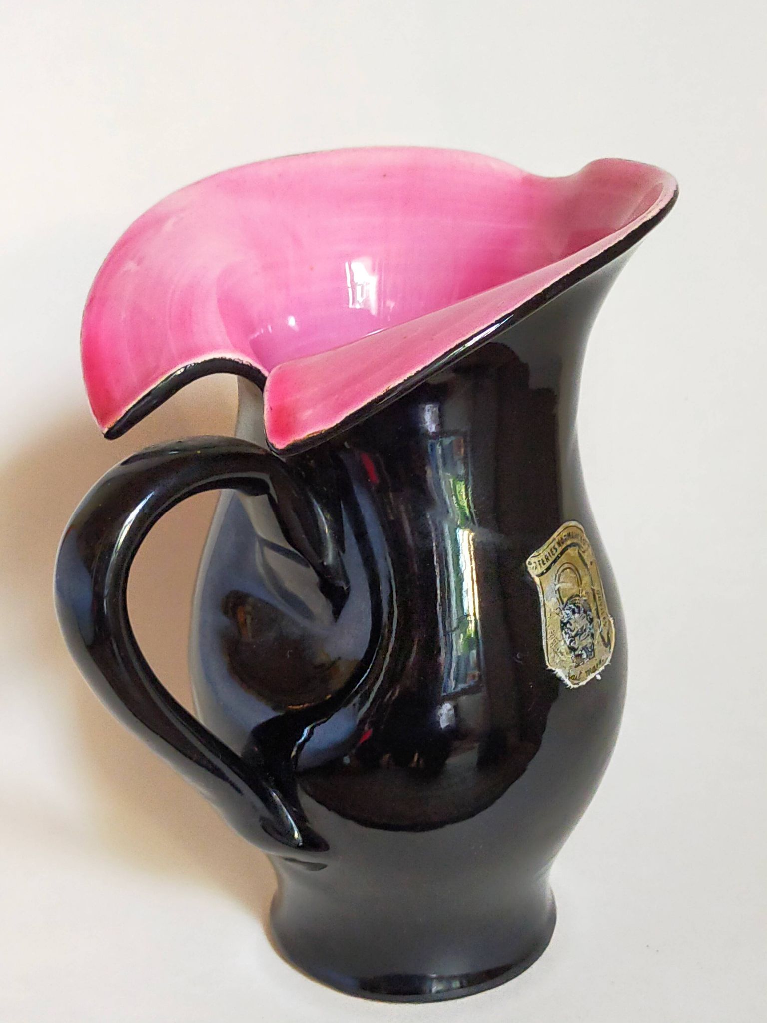 Bicolor pitcher of the Norman Potteries of Louviers 50s