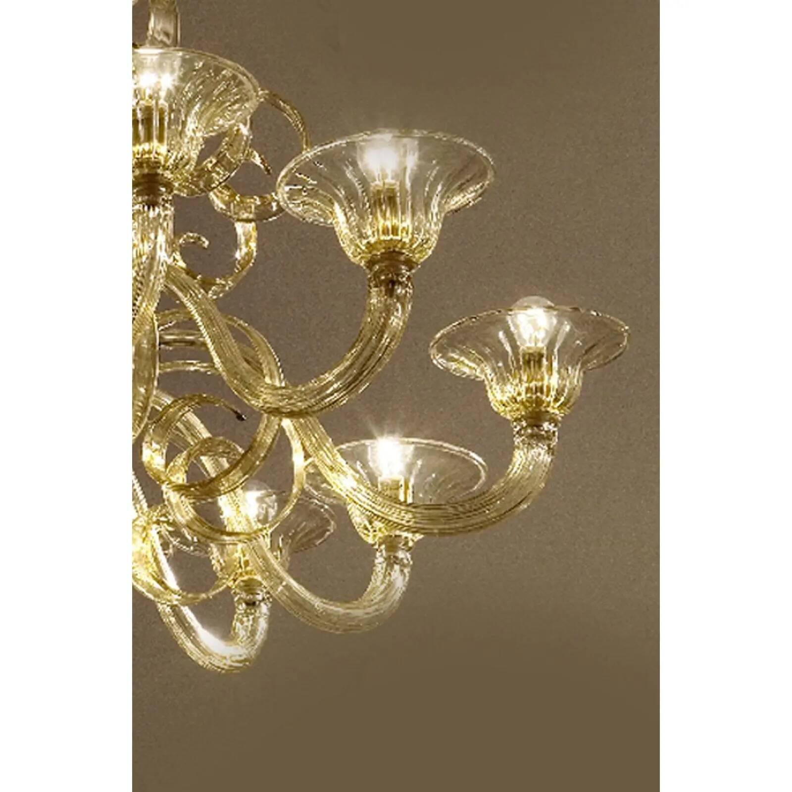 Modern Champagne Venetian “Curls” Murano Glass Chandelier