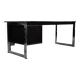 Vintage Mid-Century Danish Black Modern Minimalist Oak Office Desk with Chrome Base, 1970s