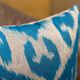 Vintage Silk Ikat Square Cushion Cover, Sky Blue White Arch Medallion 16x16