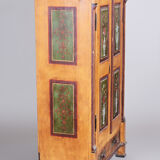 Restored Biedermeier Wardrobe, Spruce, Preserved Original Paintings, Czechia, 1800s